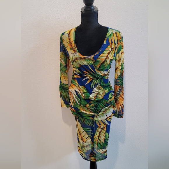 Fashion nova Tropical Print Coverup Dress (M) - Picture 13 of 14